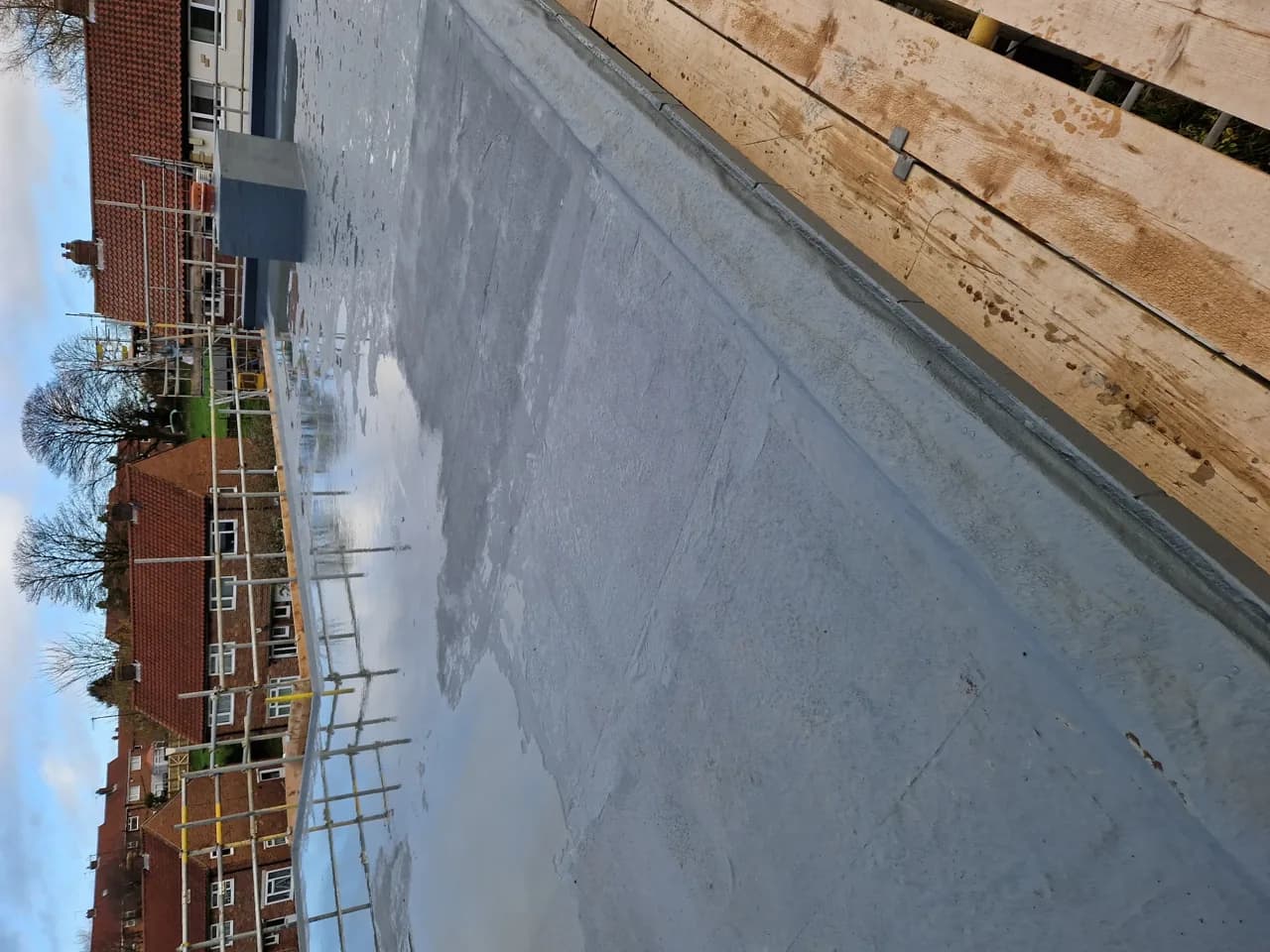 Completed flat roof waterproofing system at Eastfield Clinic Scarborough with a clean roof finish.