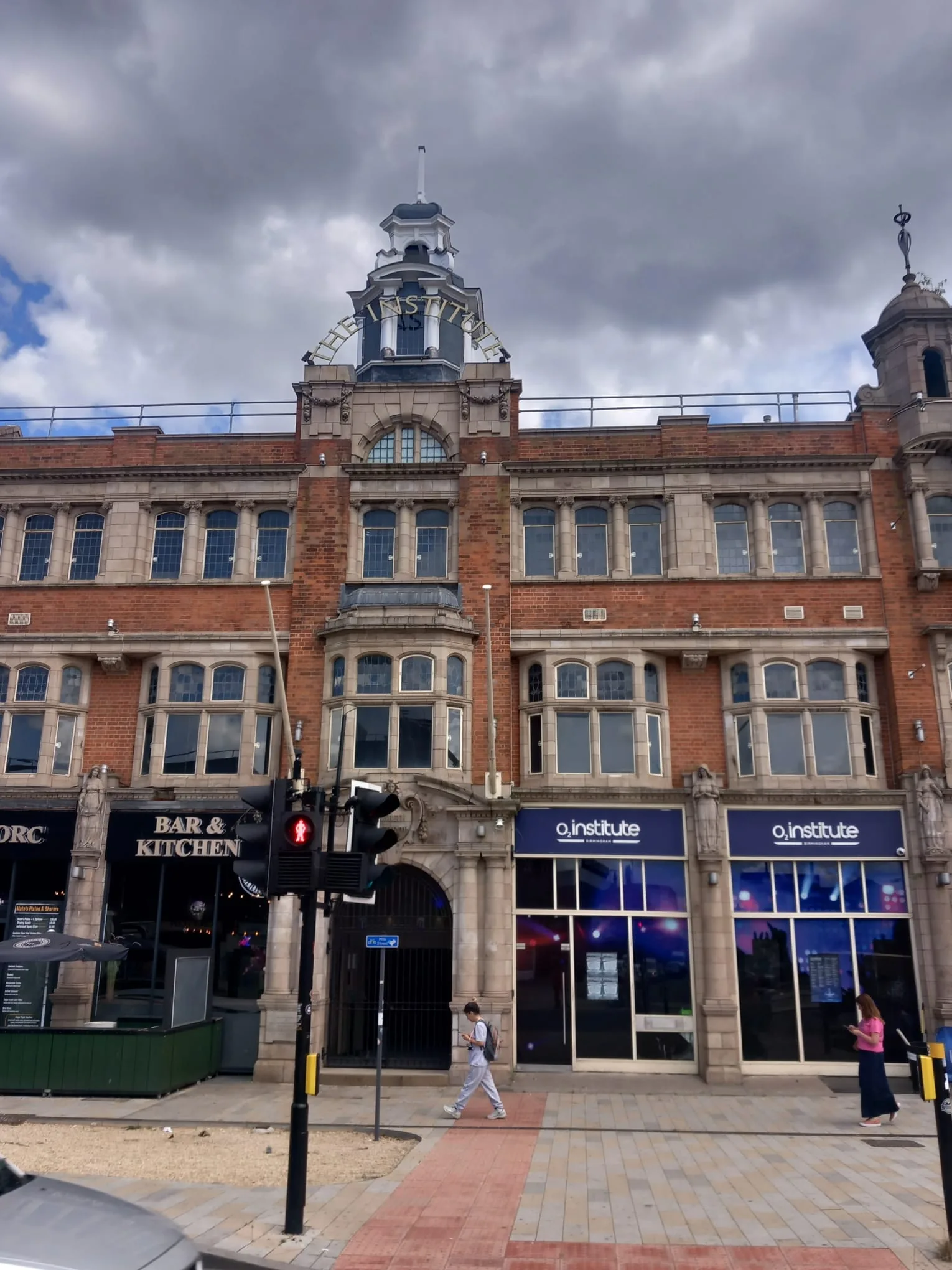 Front elevation of the O2 Institute Digbeth, the 1908 Birmingham venue, with the restored cupola at high level above the streetscape.