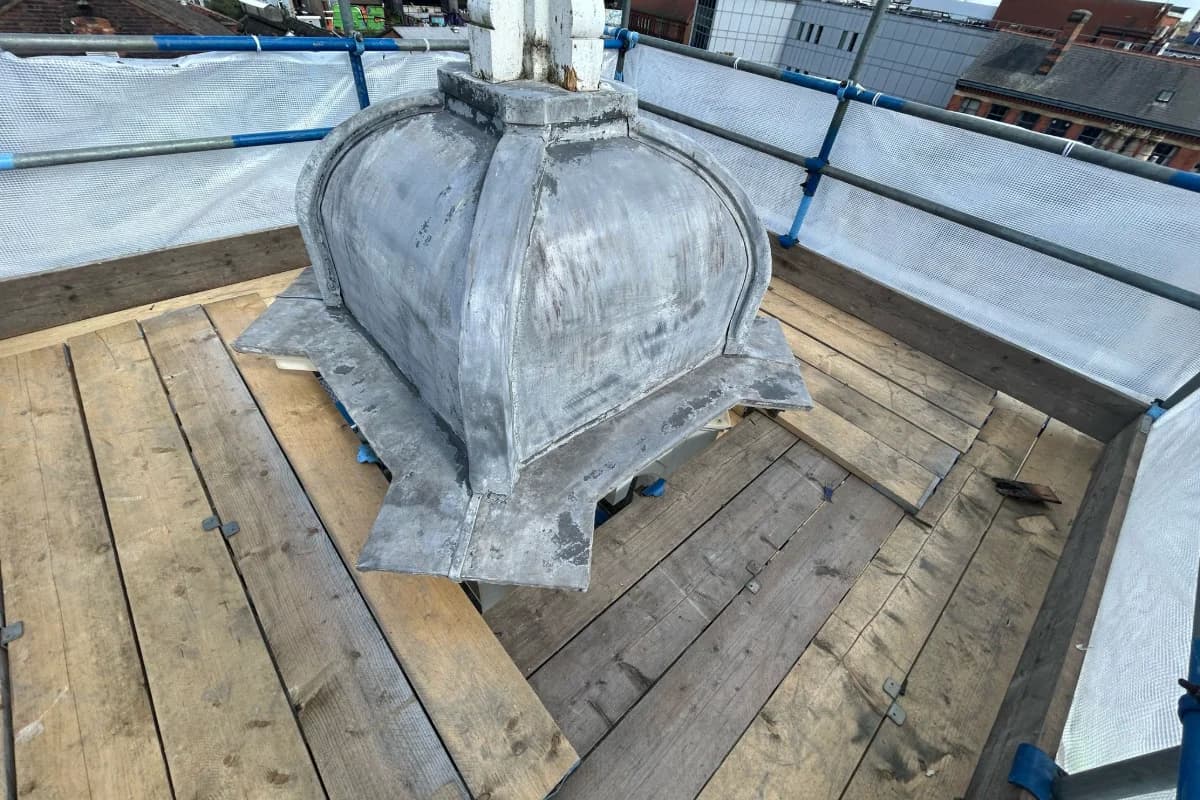Lead-clad ogee cupola on the O2 Institute Birmingham — Grade II listed Victorian music venue heritage roofing